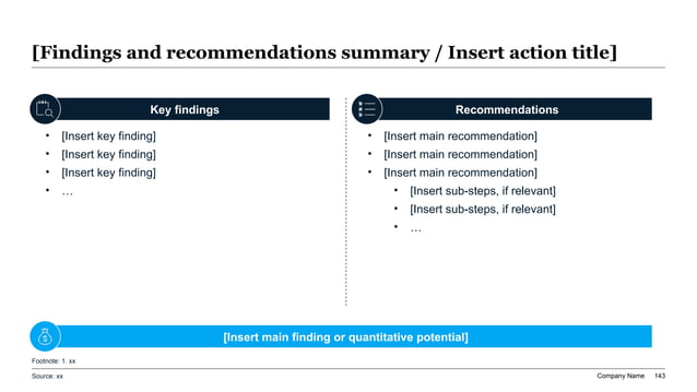 Audit committee summary slide reference showing findings and recommendations side by side with a highlighted oversight takeaway banner