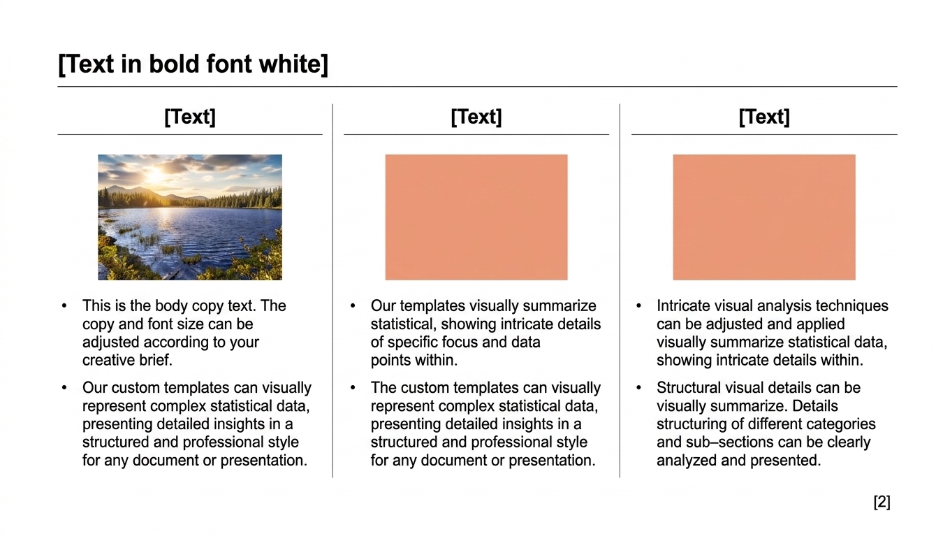 Proposal slide example using a three-column case study and proof-point layout