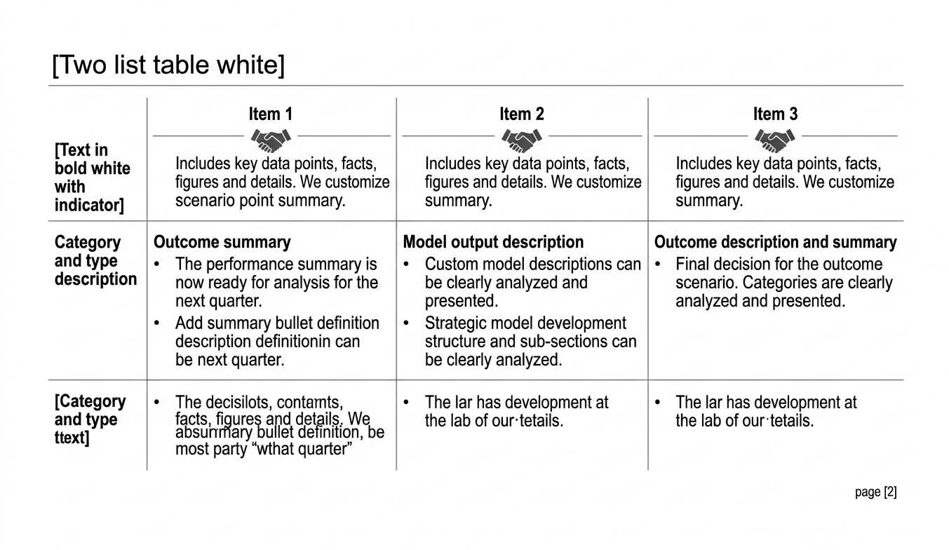 Service-delivery matrix showing how presentation software fits across drafting, analysis, and executive review stages
