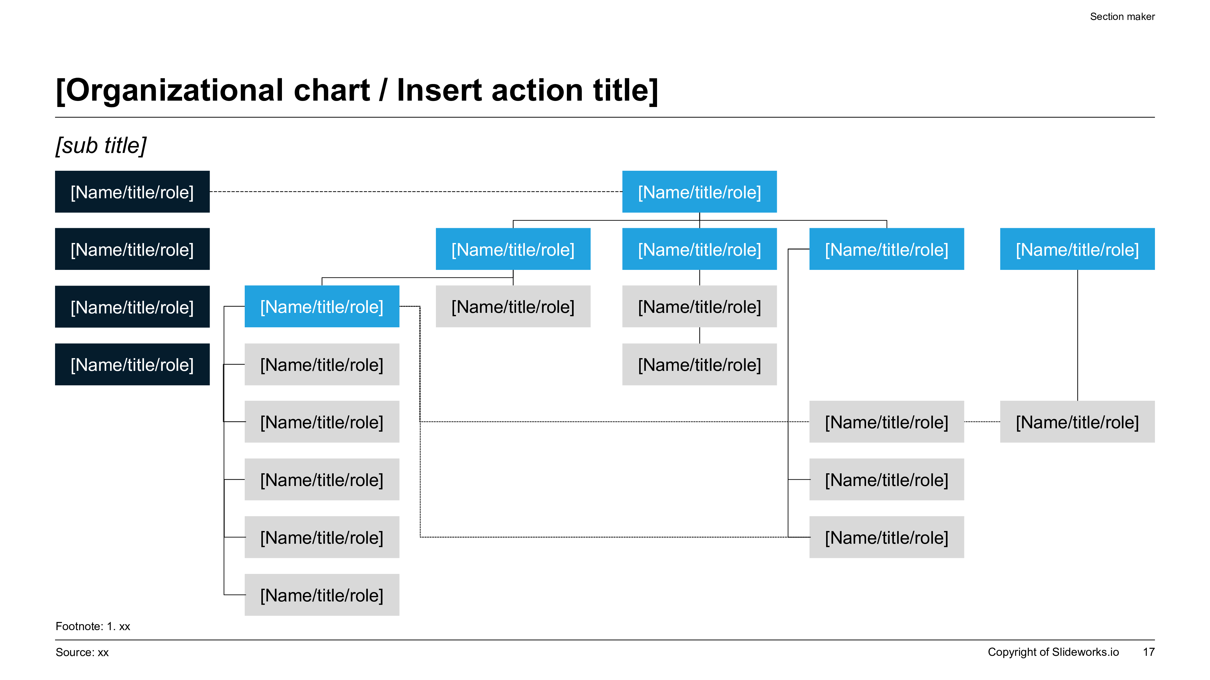 Post-merger integration governance slide showing an integration management office structure with executive sponsors, workstream leads, and reporting lines